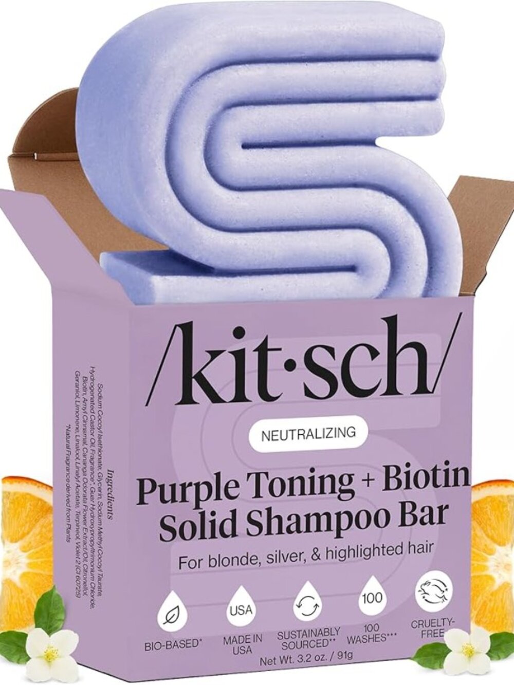 🆕 Kitsch Toning Purple Shampoo For Blondes & Color Treated Hair - 3.2 oz